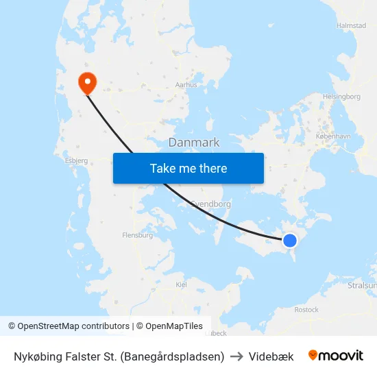 Nykøbing Falster St. (Banegårdspladsen) to Videbæk map