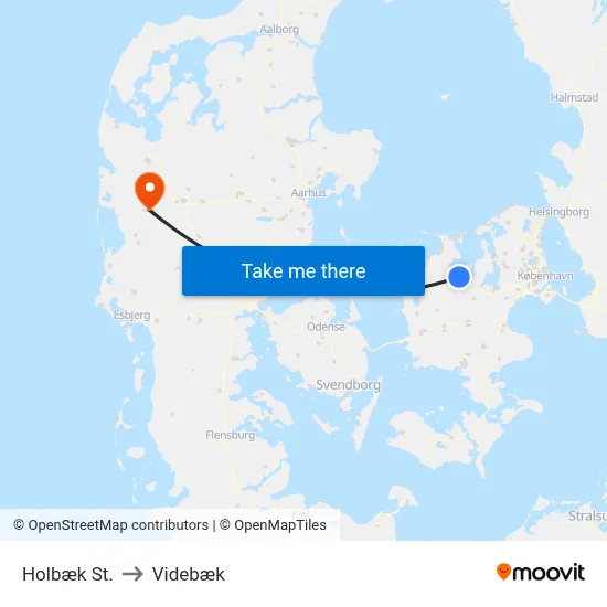 Holbæk St. to Videbæk map