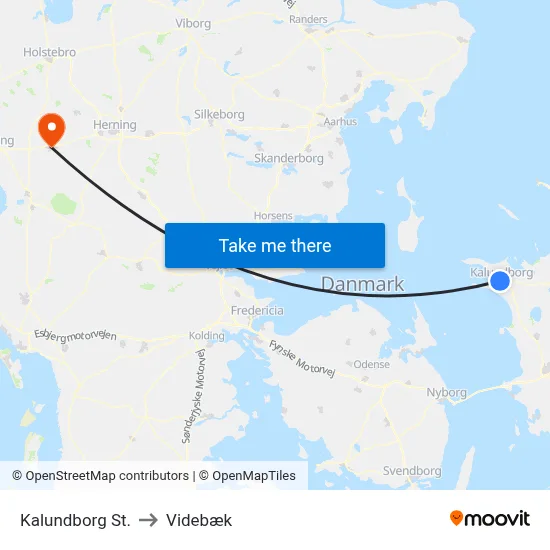 Kalundborg St. to Videbæk map