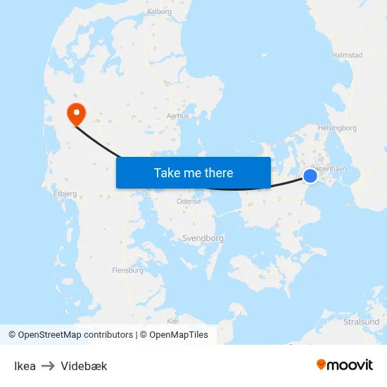 Ikea to Videbæk map