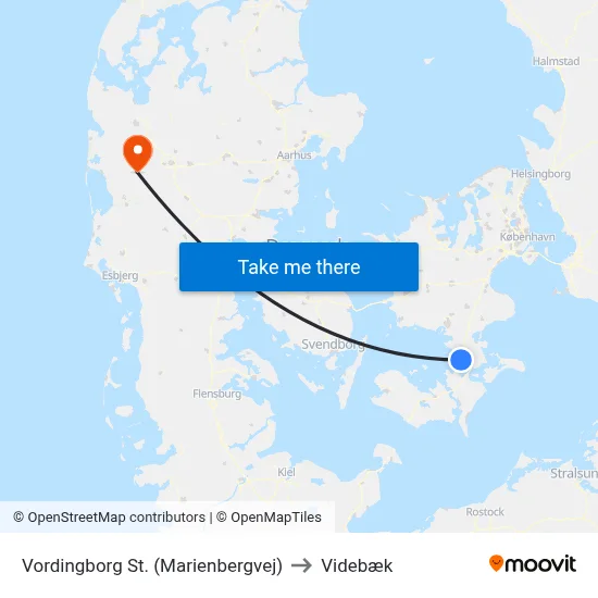 Vordingborg St. (Marienbergvej) to Videbæk map