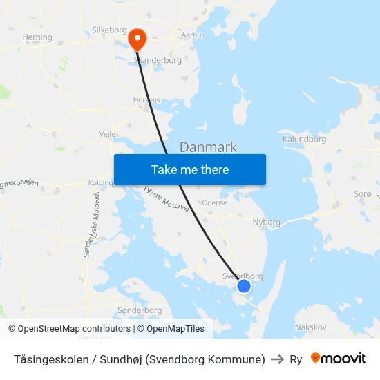 Tåsingeskolen / Sundhøj (Svendborg Kommune) to Ry map