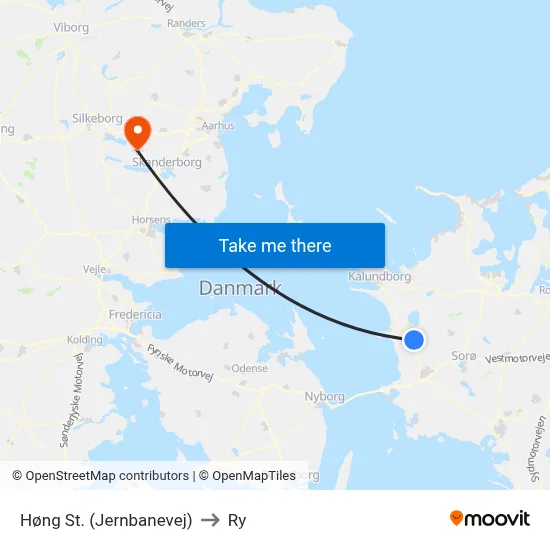 Høng St. (Jernbanevej) to Ry map