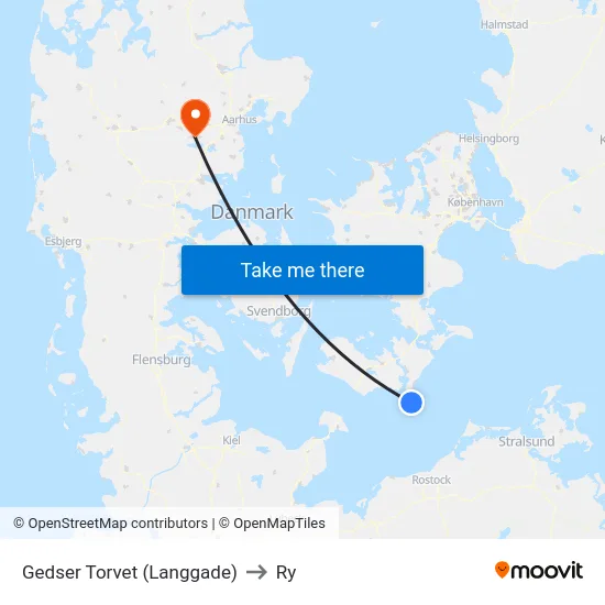 Gedser Torvet (Langgade) to Ry map