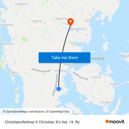 Christiansfeldvej V Christian X's Vej to Ry map