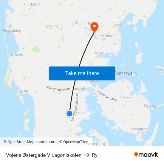 Vojens Østergade V Lagoniskolen to Ry map