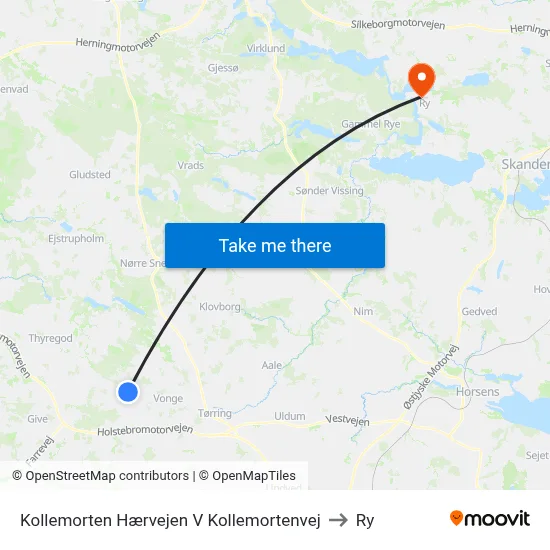 Kollemorten Hærvejen V Kollemortenvej to Ry map