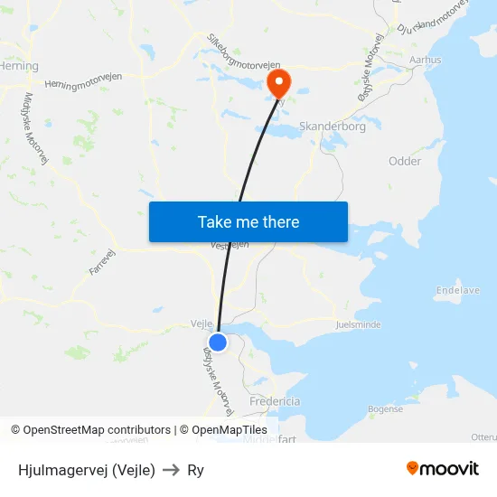 Hjulmagervej (Vejle) to Ry map