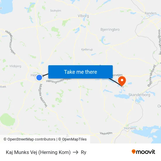 Kaj Munks Vej (Herning Kom) to Ry map