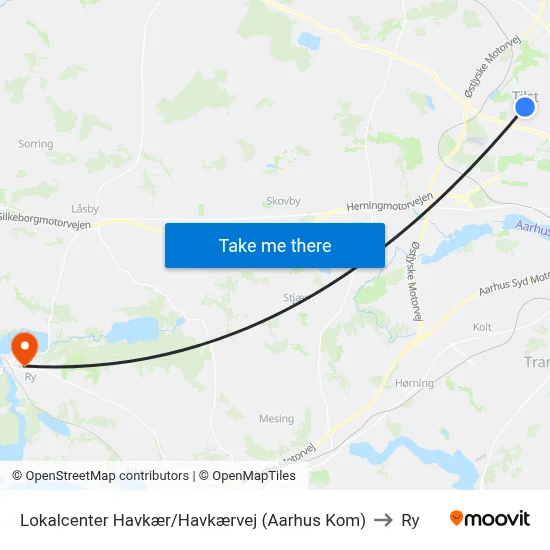 Lokalcenter Havkær/Havkærvej (Aarhus Kom) to Ry map