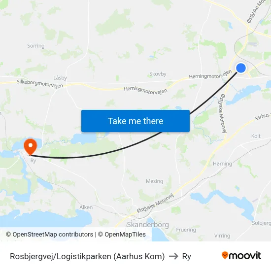 Rosbjergvej/Logistikparken (Aarhus Kom) to Ry map