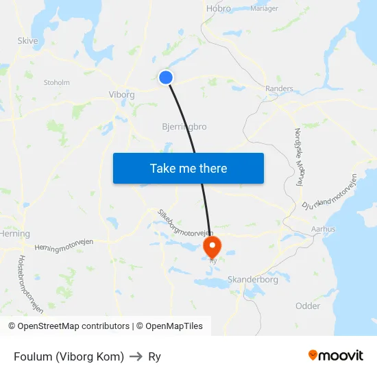 Foulum (Viborg Kom) to Ry map