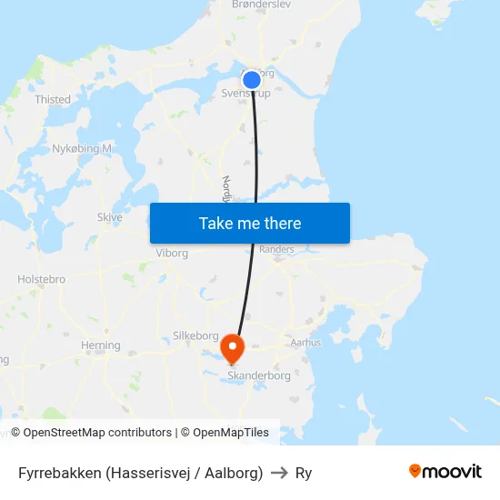 Fyrrebakken (Hasserisvej / Aalborg) to Ry map