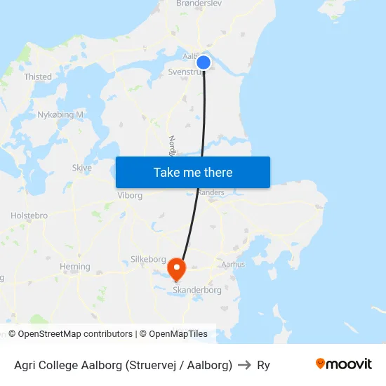Agri College Aalborg (Struervej / Aalborg) to Ry map