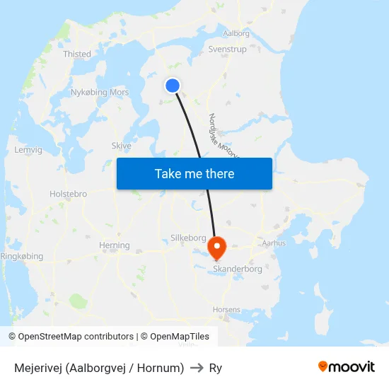 Mejerivej  (Aalborgvej / Hornum) to Ry map