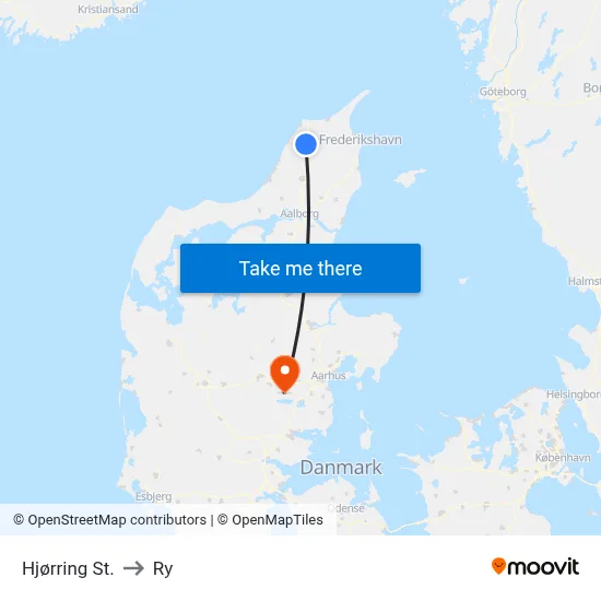 Hjørring St. to Ry map