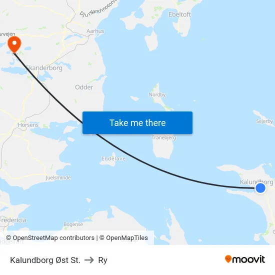 Kalundborg Øst St. to Ry map