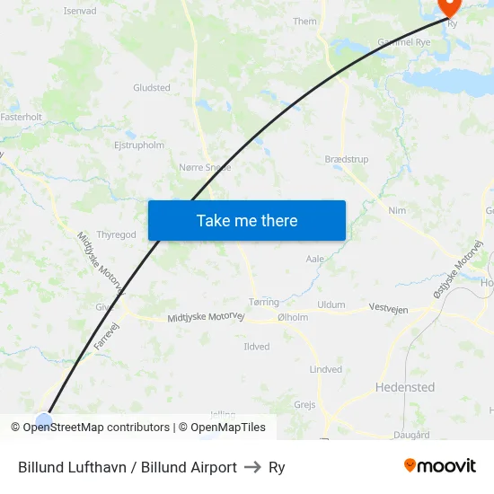 Billund Lufthavn / Billund Airport to Ry map