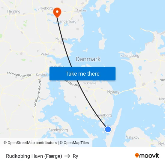 Rudkøbing Havn (Færge) to Ry map