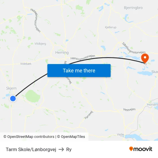Tarm Skole/Lønborgvej to Ry map