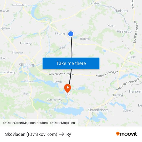 Skovladen (Favrskov Kom) to Ry map