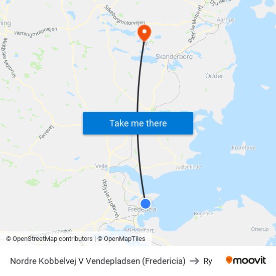 Nordre Kobbelvej V Vendepladsen (Fredericia) to Ry map