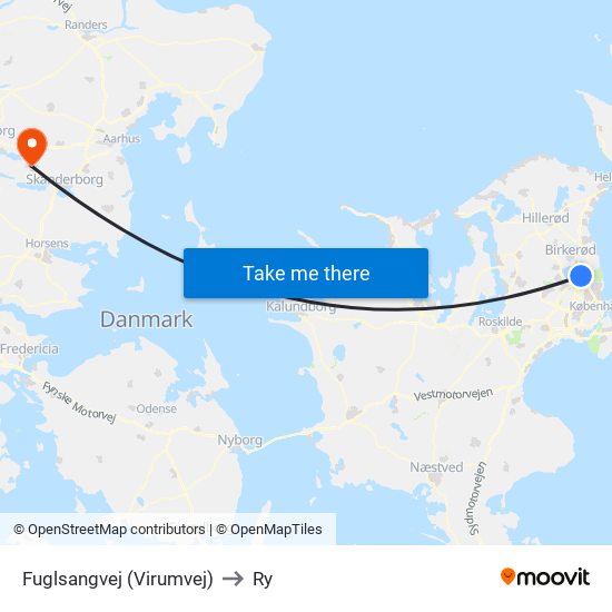 Fuglsangvej (Virumvej) to Ry map