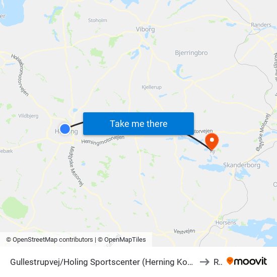 Gullestrupvej/Holing Sportscenter (Herning Kom) to Ry map