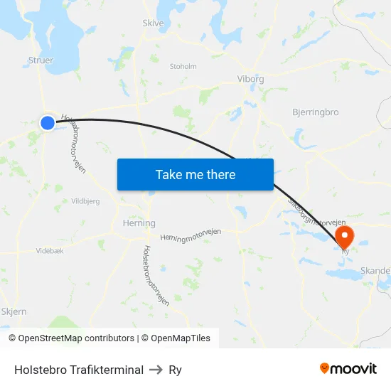 Holstebro Trafikterminal to Ry map