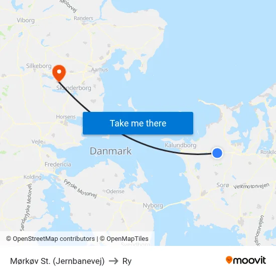 Mørkøv St. (Jernbanevej) to Ry map