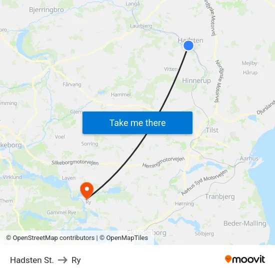 Hadsten St. to Ry map
