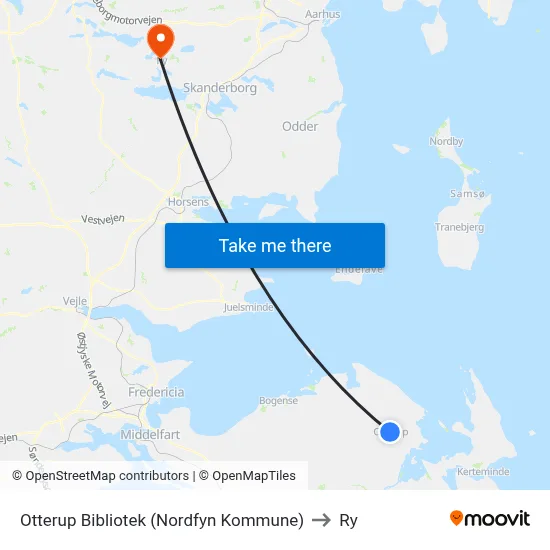 Otterup Bibliotek (Nordfyn Kommune) to Ry map