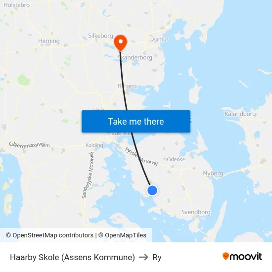 Haarby Skole (Assens Kommune) to Ry map