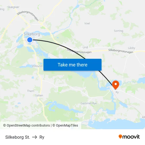 Silkeborg St. to Ry map