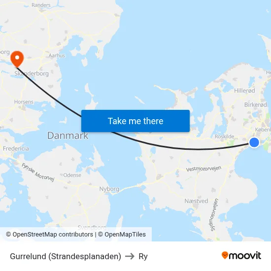 Gurrelund (Strandesplanaden) to Ry map