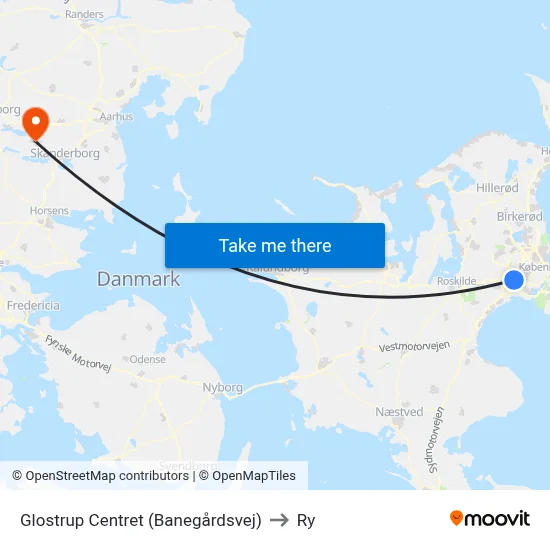 Glostrup Centret (Banegårdsvej) to Ry map