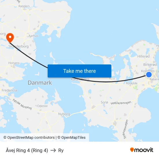 Åvej Ring 4 (Ring 4) to Ry map