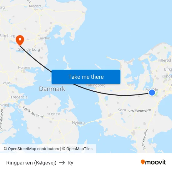 Ringparken (Køgevej) to Ry map