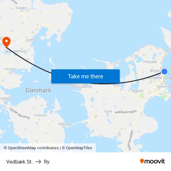 Vedbæk St. to Ry map