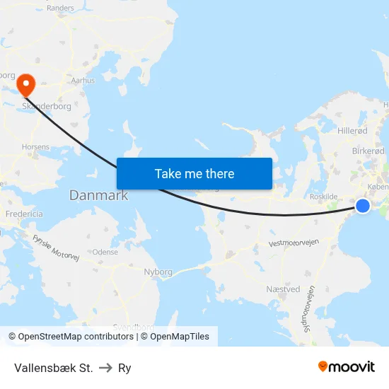 Vallensbæk St. to Ry map