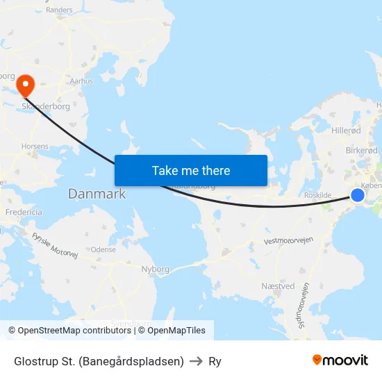 Glostrup St. (Banegårdspladsen) to Ry map