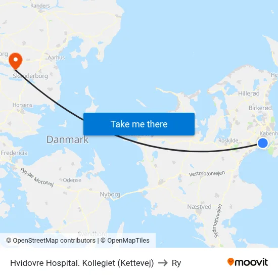 Hvidovre Hospital. Kollegiet (Kettevej) to Ry map