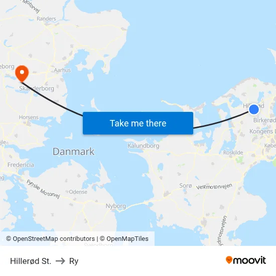 Hillerød St. to Ry map