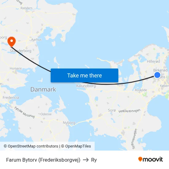 Farum Bytorv (Frederiksborgvej) to Ry map