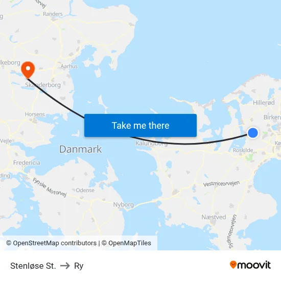 Stenløse St. to Ry map