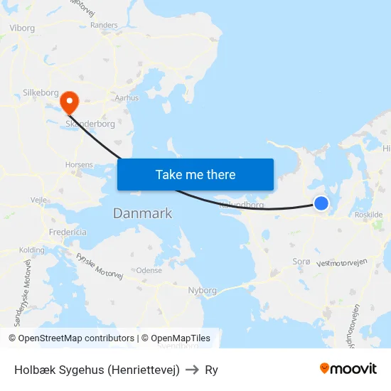 Holbæk Sygehus (Henriettevej) to Ry map