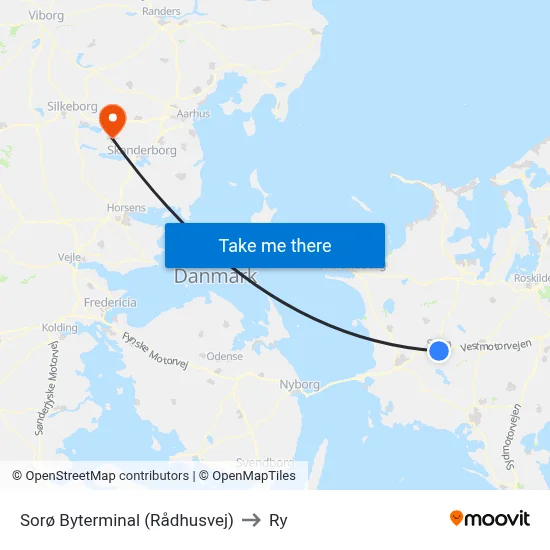 Sorø Byterminal (Rådhusvej) to Ry map