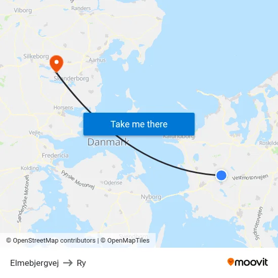 Elmebjergvej to Ry map