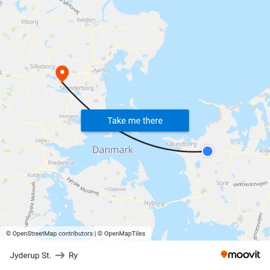 Jyderup St. to Ry map