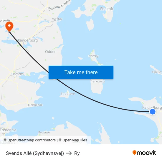 Svends Allé (Sydhavnsvej) to Ry map